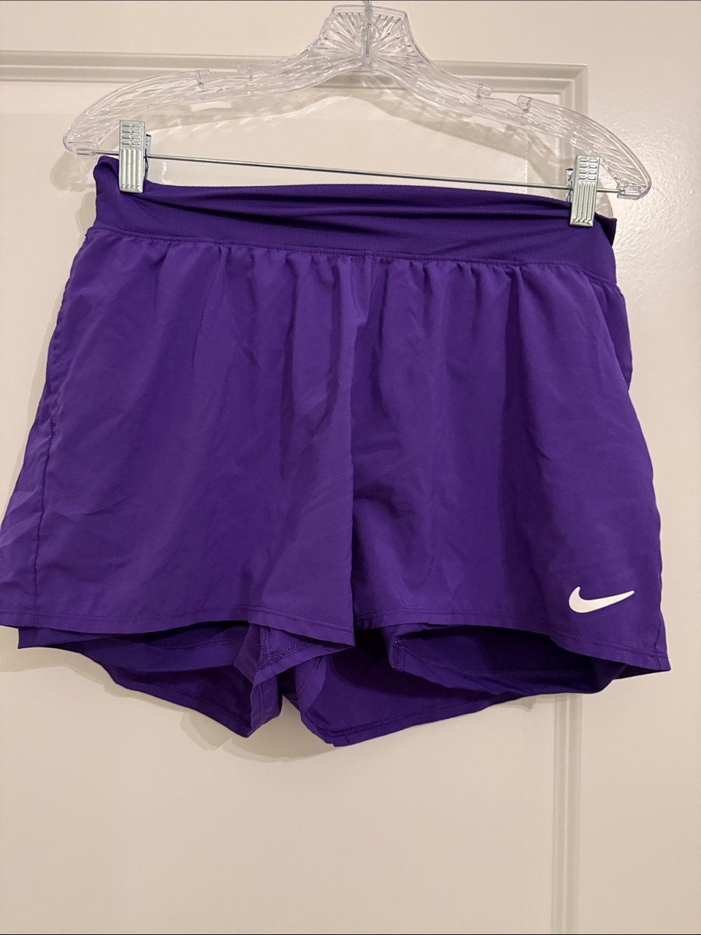 Nike Women's Purple Running Shorts with White Swoosh